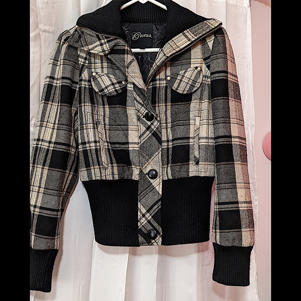 Women's GUESS Plaid Dress Coat | Size M